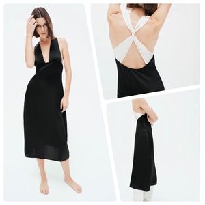ZARA CROSS BACK SILK DRESS